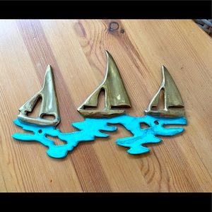 Vintage Brass Sailboat Wall Decor
